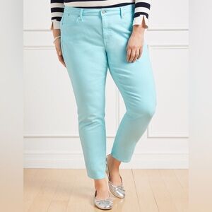 Talbot’s 16W Slim Ankle Jeans Aqua Blue Garment Dye Plus Size